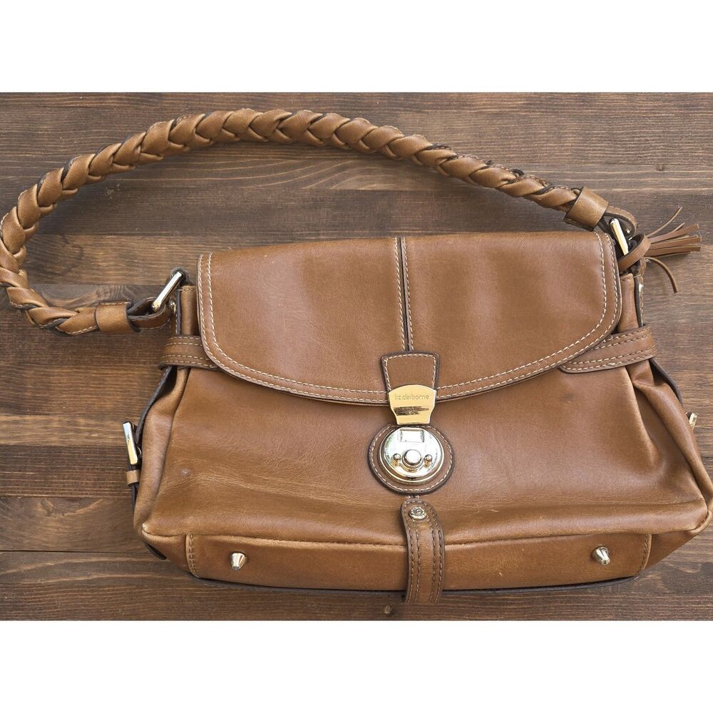 Vintage Liz Claiborne Brown Braided Strap Y2K Shoulder Bag Purse